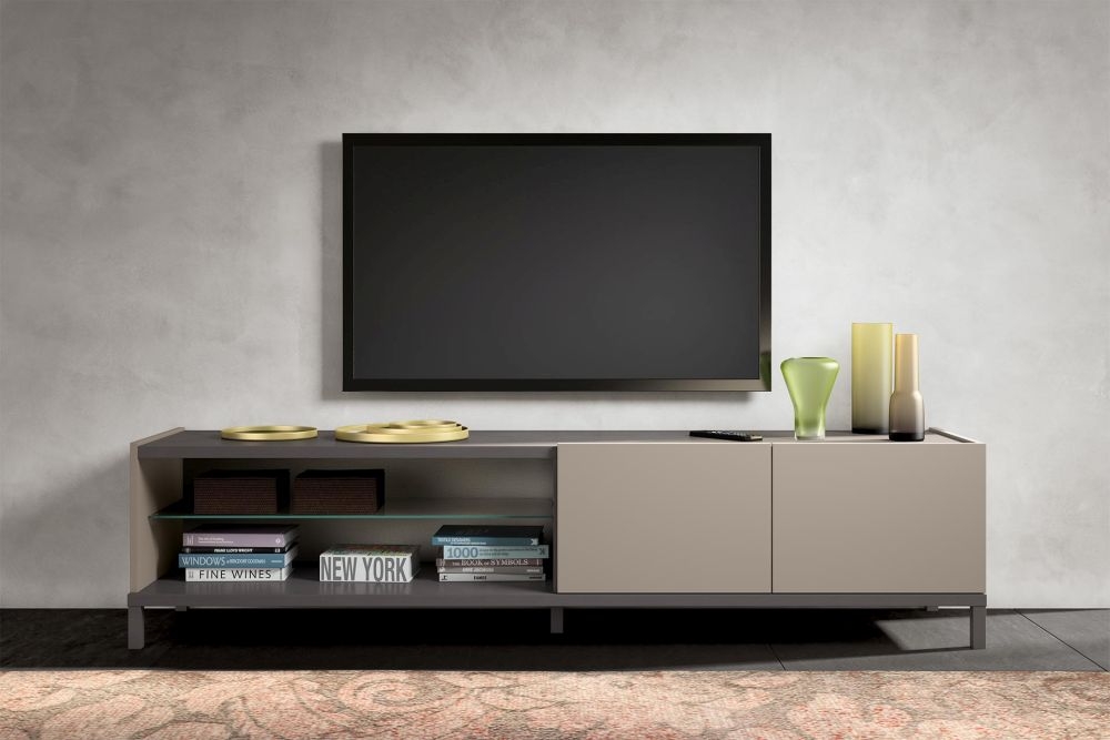 Product photograph of Status Kali Day Taupe Italian 2 Door Large Tv Unit from Choice Furniture Superstore.